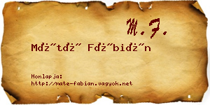 Máté Fábián névjegykártya