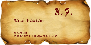 Máté Fábián névjegykártya